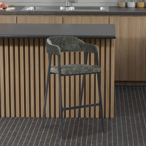 Textured Chenille Green Renata Bar Stool - Set of 2