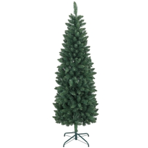 HOMCOM Árbol de Navidad Tipo Lápiz 183 cm con Base Plegable y 479 Ramas para Dormitorio Oficina Verde