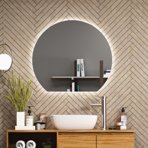 Enso 800 x 800mm Chrome Backlit LED Illuminated Frameless Round Undercut Mirror with Demister Pad & Touch Sensor