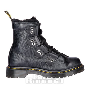 Dr Martens 1460 Faux Fur Ghillie Boots (Black)