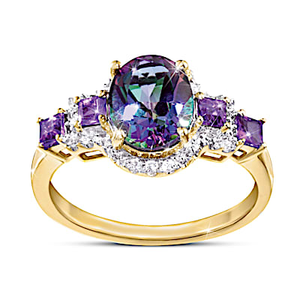 Genine Mystic Topaz Golden Allure Ring Size 7.5