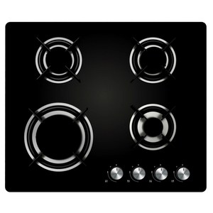 60cm Black 4 Burner Gas on Glass Hob