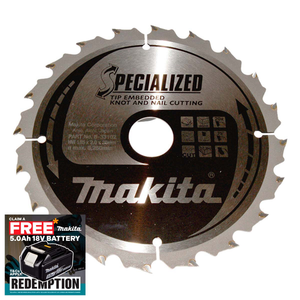 Makita B-33102 TCT Specialized Circular Saw Blade 185mm x 30mm x 20T