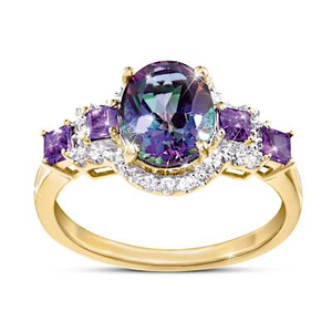 Genine Mystic Topaz Golden Allure Ring Size 6