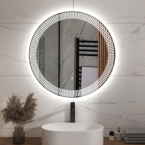 Tokyo 600 x 600mm Chrome Backlit LED Illuminated Frameless Round Mirror with Demister Pad & Touch Sensor