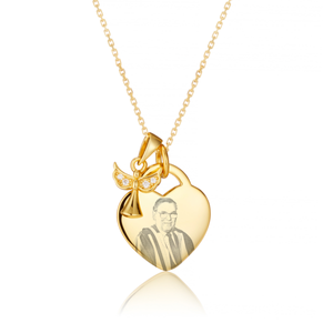 Gold Angel Heart Photo Necklace
