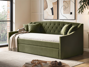 Flair Aurora Daybed with Trundle Khaki Green Velvet