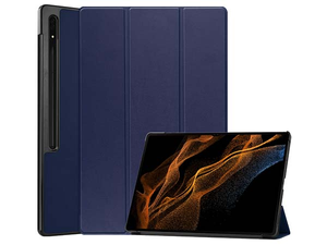Slim Synthetic Leather Flip Case with Stand for Samsung Galaxy Tab S10 Ultra - Navy