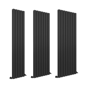 Milan Designer Vertical Flat Panel Radiator - Various Sizes - Black - 210