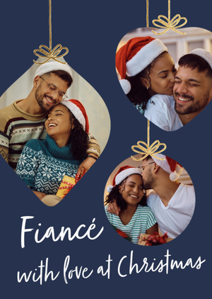 FiancÃ© Bauble Photo Upload Christmas Card