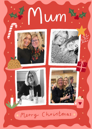 Cute Illustrated Mum Photo Upload Christmas Card