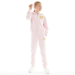 Juicy Couture Girls Velour Heart Logo Tracksuit Almond Blossom