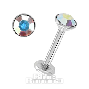 Blue Banana 1.2mm Aurora Borealis Jewel Labret (4mm)
