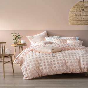Linen House Haze Tufted Polka Dot Duvet Cover Bedding Set Peach