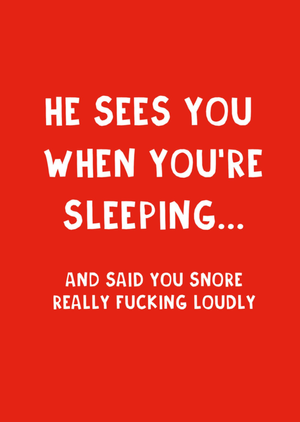 Scribbler He Sees You When You're Sleep Typographic Christmas Card