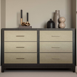 Rae 6 Drawer Chest, Black / Shagreen