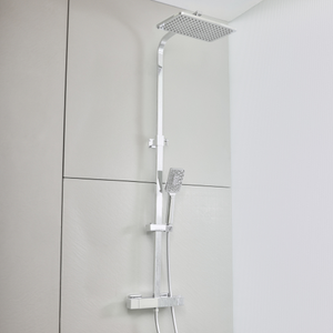 Milano Arvel - Modern Thermostatic Bar Shower Valve with Square Shower Head and Hand Shower - Chrome