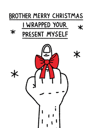 Merry Christmas Middle Finger Illustrated Scribbler Brother Card