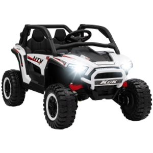 AIYAPLAY 2 Seater 24V 7AH Ride on Truck, Battery Powered Electric Ride On Car w/ Remote, Suspension, 3 Speeds, White