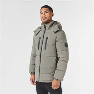Closure London Mens Contrast Puffer Jacket Washed Khaki