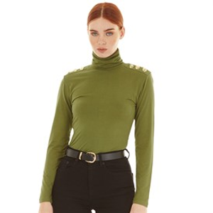Foxdale Womens Dorset Roll Neck Top Olive