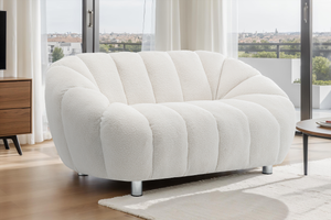 Teddy Boucle White 2 Seater Sofa REZZATO
