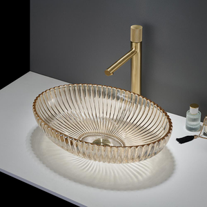 Milano Altham - Amber Crystal Glass Oval Countertop Basin - 510 x 350mm (No Tap-Holes)