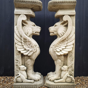 Pair of Winged Lions Stand Plinths