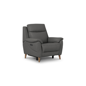 Brunel Recliner Armchair with Adjustable Power Headrest and Lumbar Support in Elephant Grey Leather