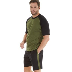 Kangaroo Poo Mens Shortie Pyjama Set Black/Khaki