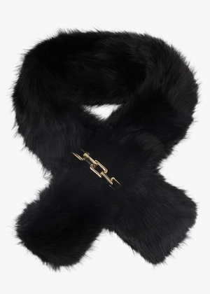 Black Furry Pull Through Scarf