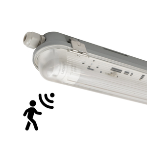 4ft LED Batten with PIR Sensor - 12W - 4000K - Cool White - T8 Fixture - IP65 - Single - Non Corrosive