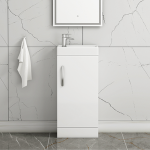 Como 400mm Floor Standing Vanity Unit Gloss White - 1 Door Basin Unit
