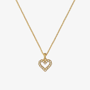 Ted Baker Amore Gold Tone Cubic Zirconia Halo Heart Necklace TBJ3832-02-02