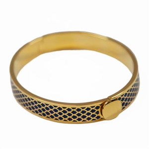 Halcyon Days - Salamander Deep Cobalt Hinged Bangle w/18k Gold Plate