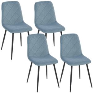 HOMCOM Juego de 4 Sillas de Comedor Tapizadas en Terciopelo con Patas de Acero para Salón 45x54x87 cm Azul Claro