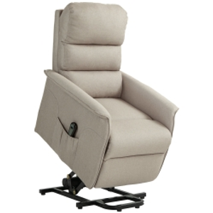 HOMCOM Sillón Relax Reclinable Eléctrico Levanta Personas con Mando a Distancia y Bolsillo Lateral Sillón Elevador Beige