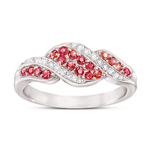 20-Ruby And 16-Diamond Cascade Ring Size 6.5
