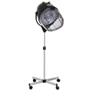 HOMCOM Secador de Casco Profesional 1180W con Altura Ajustable Temperatura Regulable Temporizador Capucha y Ruedas Negro