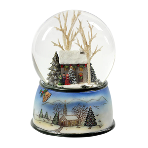 Winter Cottage with Carolers Musical Snow Globe