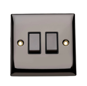Double Light Switch - 2 Gang 2 Way - Black Nickel