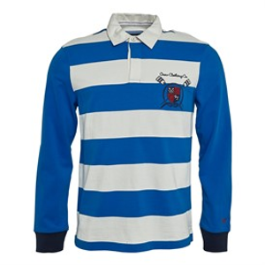 Crew Clothing Mens Cut N Sew Crest Rugby Top Snorkel Blue/White