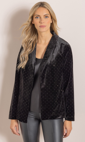 Embellished Velvet Blazer - Black