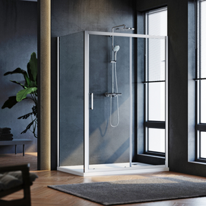 ELEGANT 1400x800mm Sliding Shower Enclosure 8mm Easy Clean Nano Glass Shower Enclosure