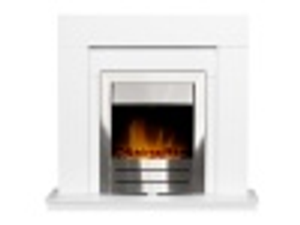 Adam Malmo Fireplace in White with Colorado Electric Fire in Brushed Steel, 39 Inch