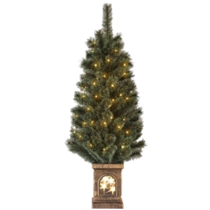 HOMCOM 4ft Artificial Christmas Tree with 80 Warm White LED Lights, 8 Modes and Remote, Realistic Xmas Tree with Square Stand for Party Decoration, Green