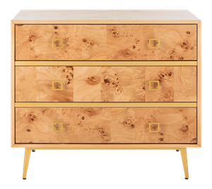 3 Drawer Chest in Natural & Gold