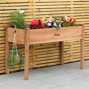 Woodside Raised Wooden Garden Bed Planter, Plants & Vegetable/Herb Box