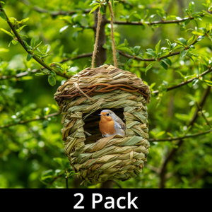 Woodside Natural Hanging Garden Bird Box/Nest/House for Small Birds, Pack of 2