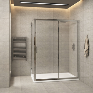 Grand 1600 x 800mm Sliding Door Rectangle Shower Enclosure wih Pearlstone Tray